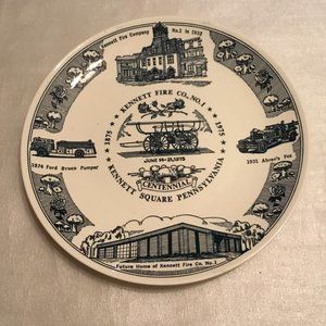 Vintage Kettlesprings Kilns Kennett Fire Company No.1 1875-1975 centennial plate